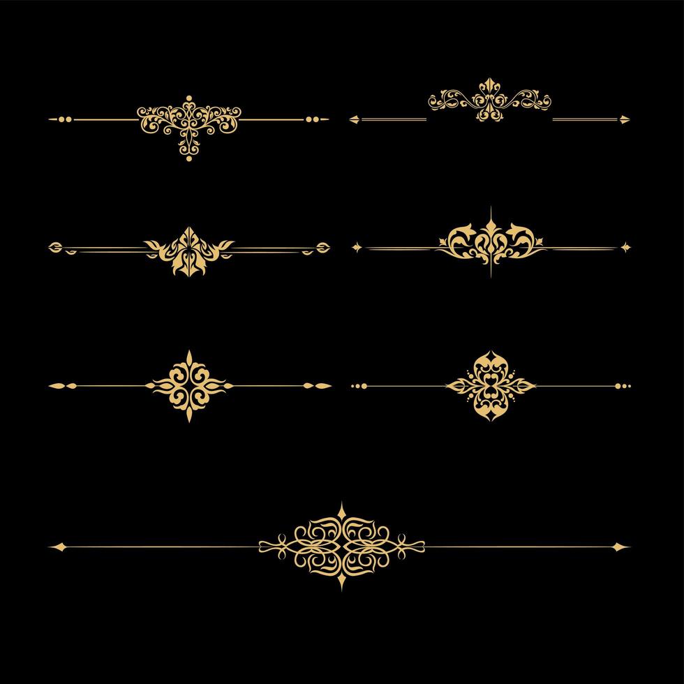 Set of golden realistic vintage decorative borders vector