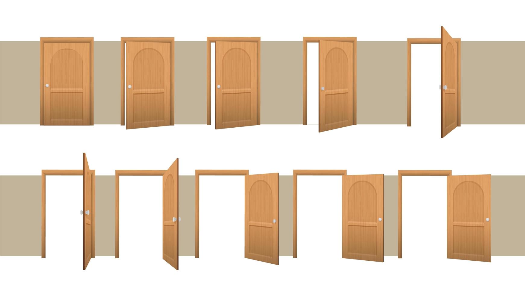 conjunto de puertas cerradas y abiertas vector