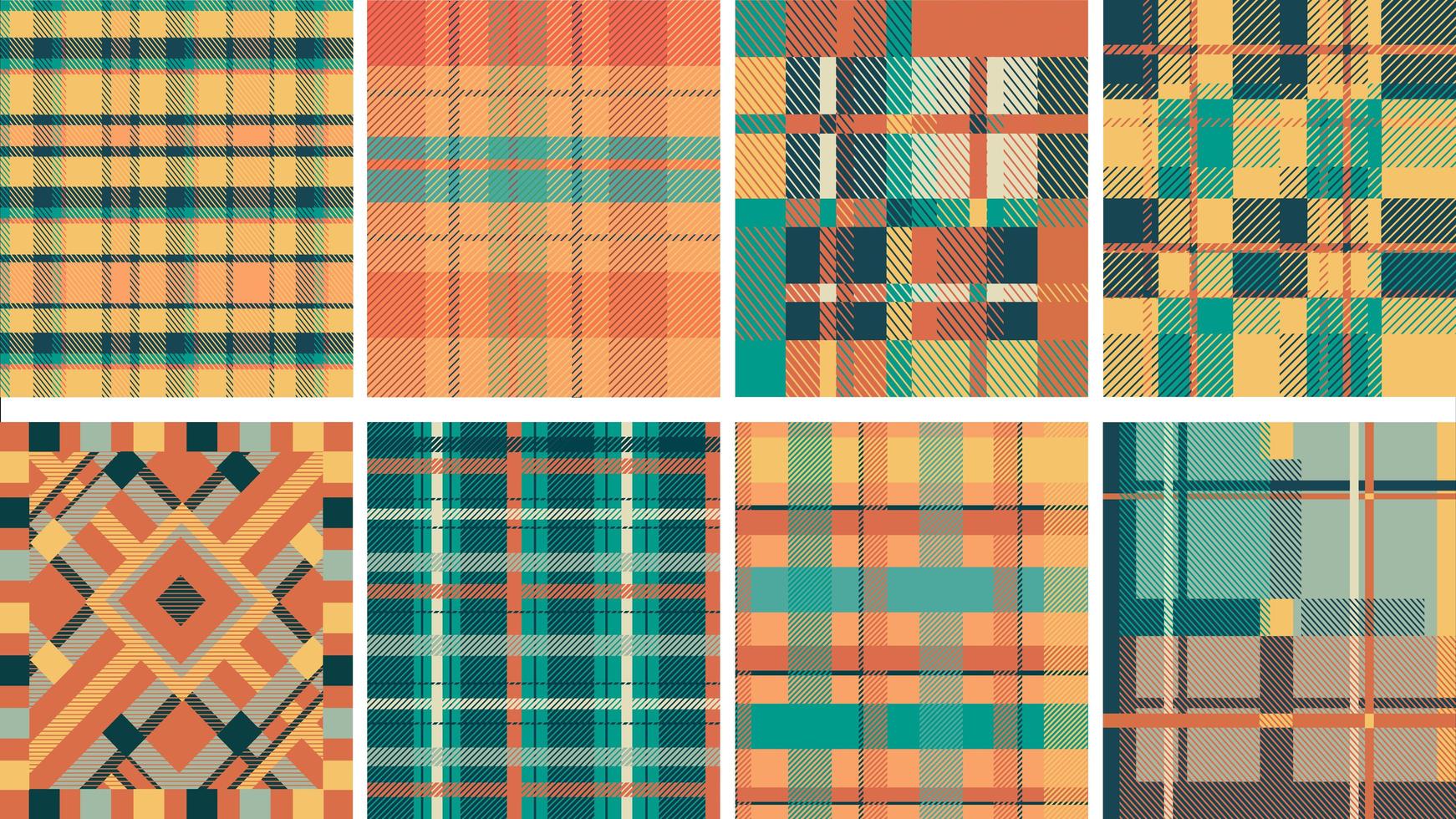 Checkered fabric seamless pattern set vector