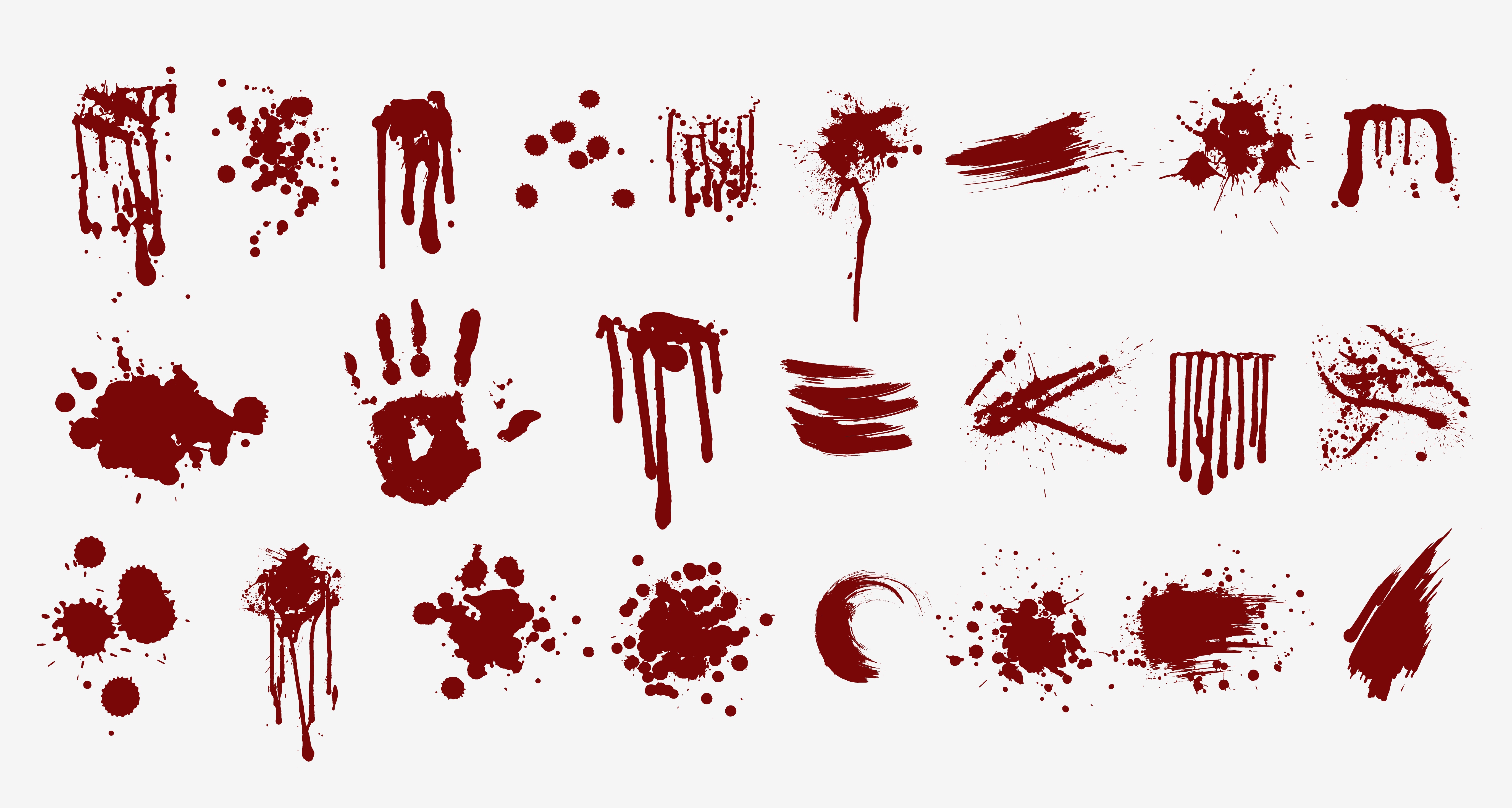 Various blood or paint splatters prints and splashes 1234064 Vector Art