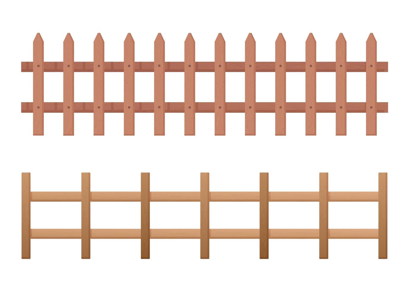 Horizontal wooden fence set vector