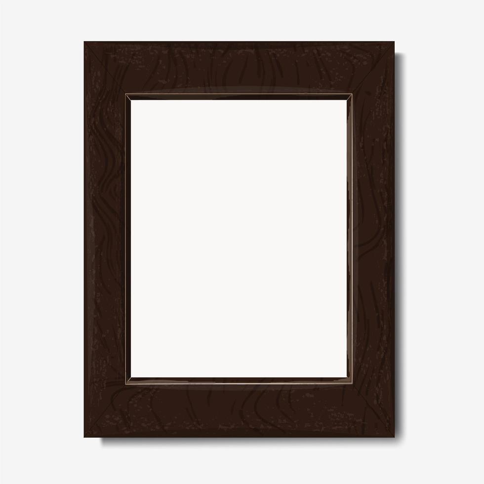 Dark brown wood textured frame vector