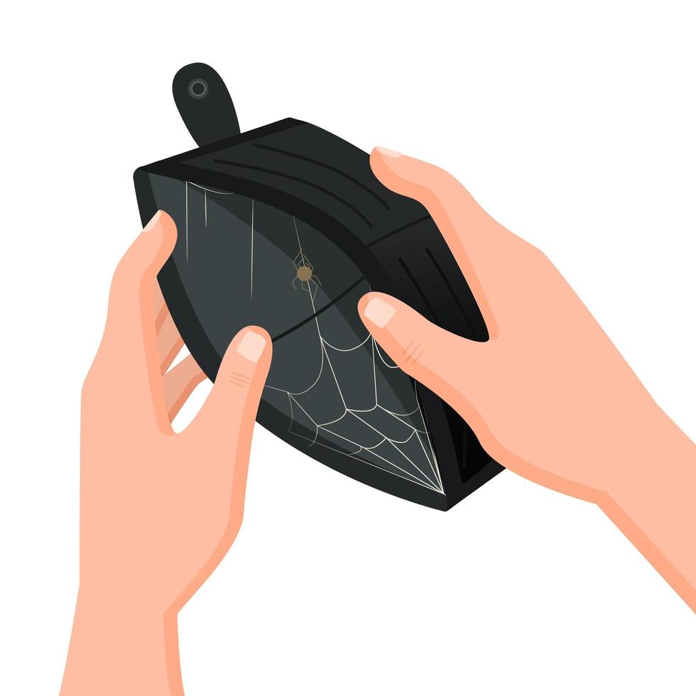 Human hands holding empty wallet with web inside vector