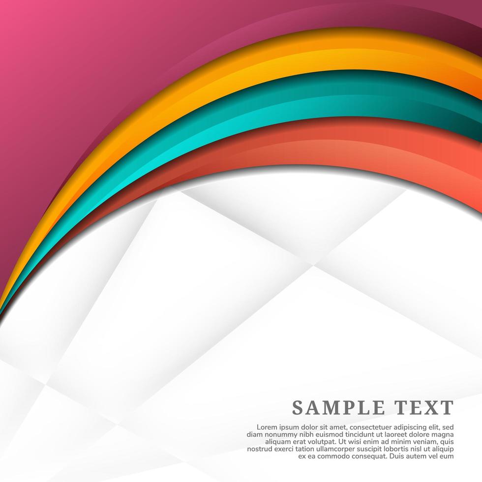 Coloridas capas curvas superpuestas vibrantes en blanco vector