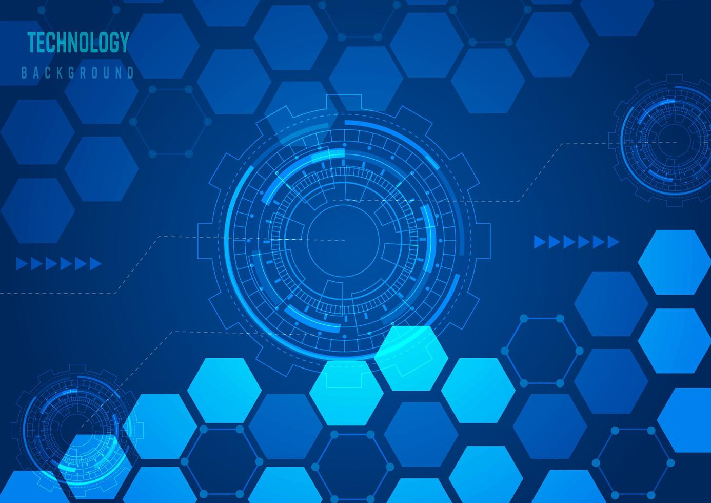 Blue technology hexagons and social network pattern vector