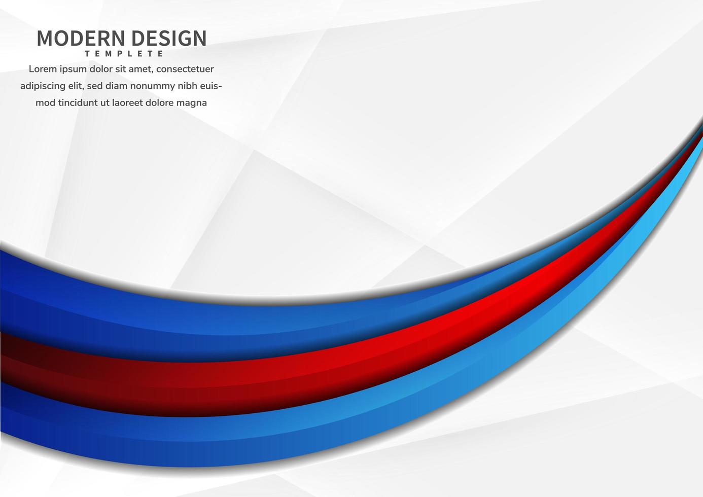 Abstract red and blue vibrant curved layers overlapping on white vector