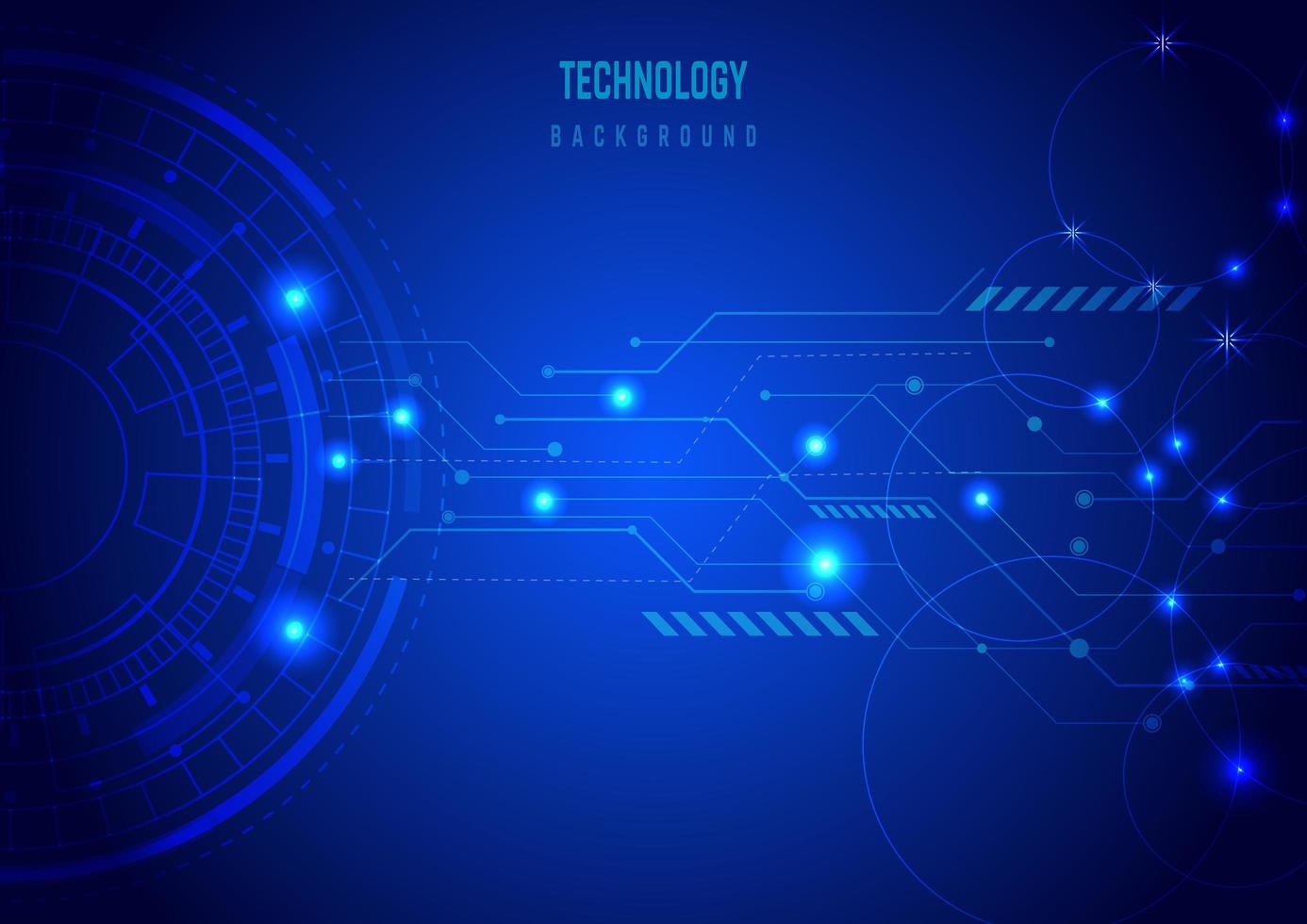 Technology communication design with connected geometric circles, lines vector