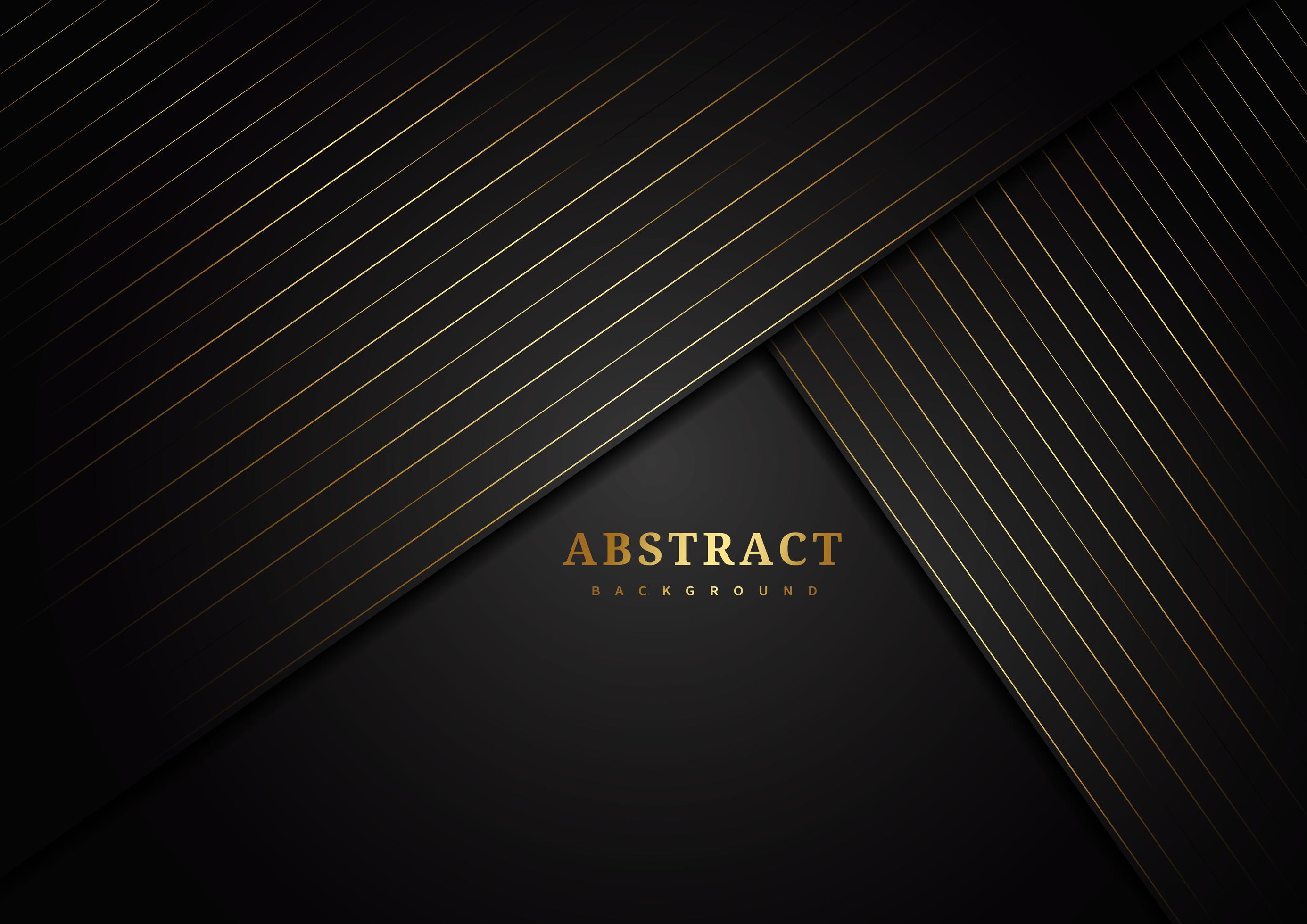 Diagonal angled layers with striped gold lines on black 1234109 Vector