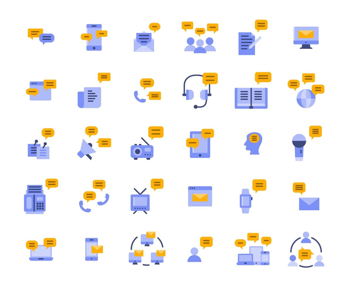 Message flat icon set vector