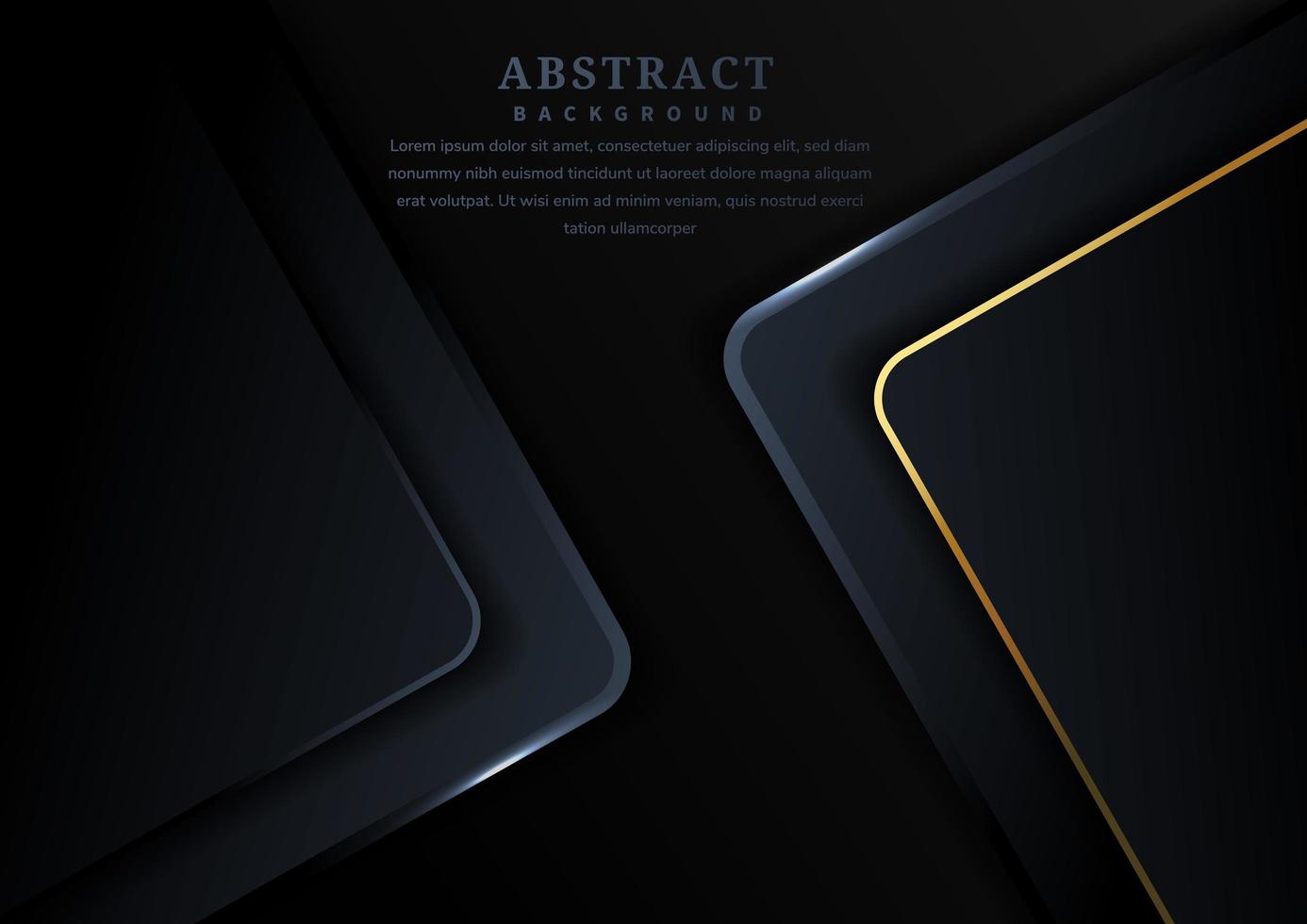 Dark modern square overlap with golden border vector