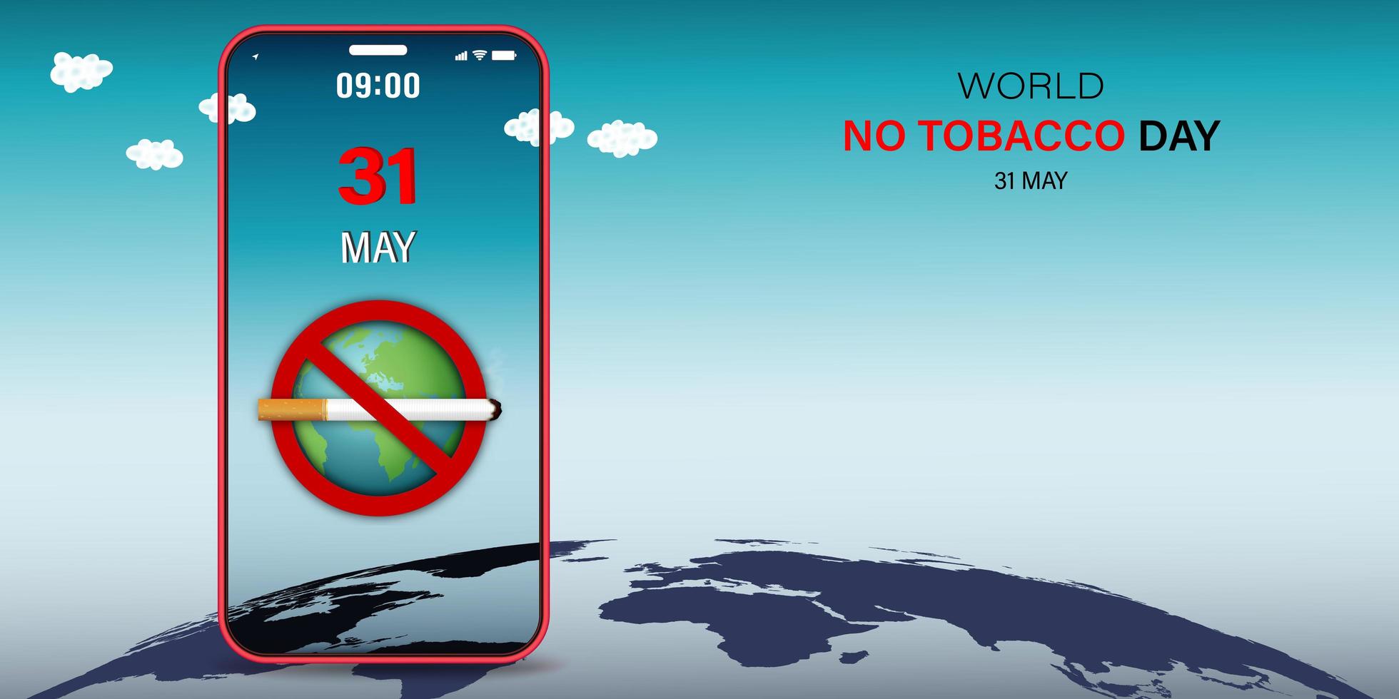 No Tobacco Day alert on smartphone vector