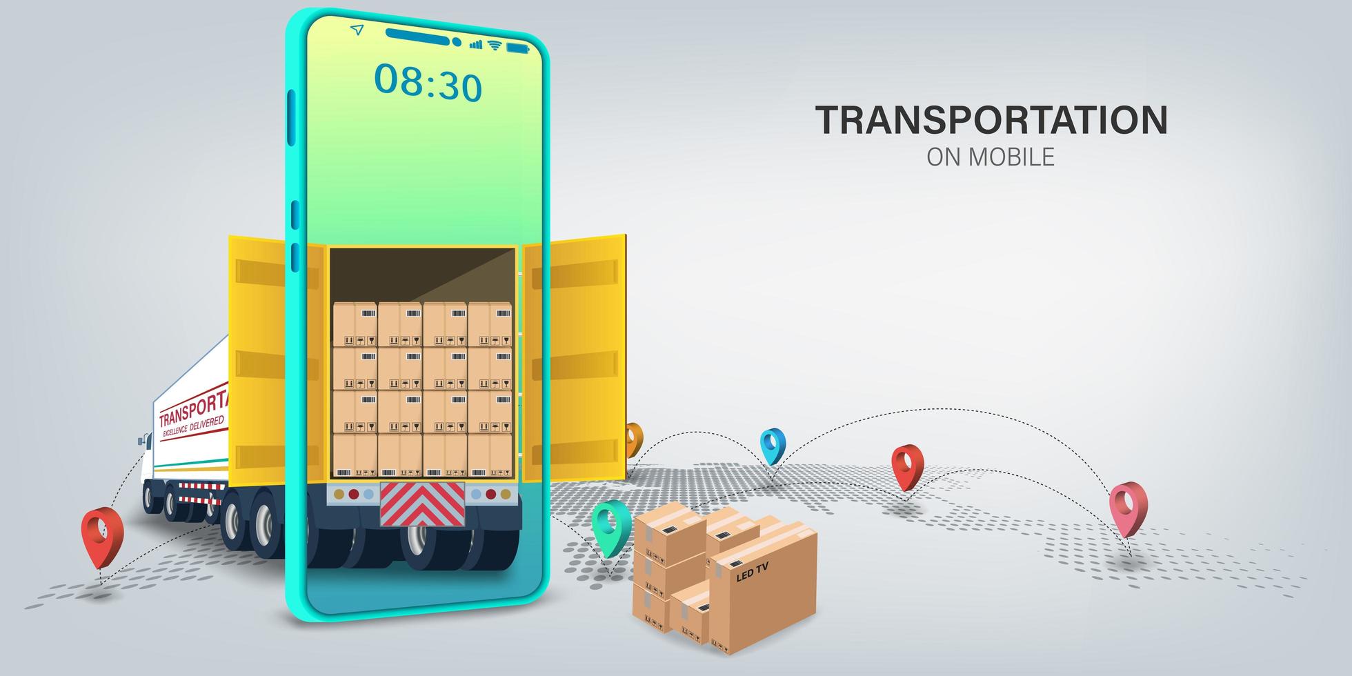 logística transportaion diseño de servicio de entrega en línea vector