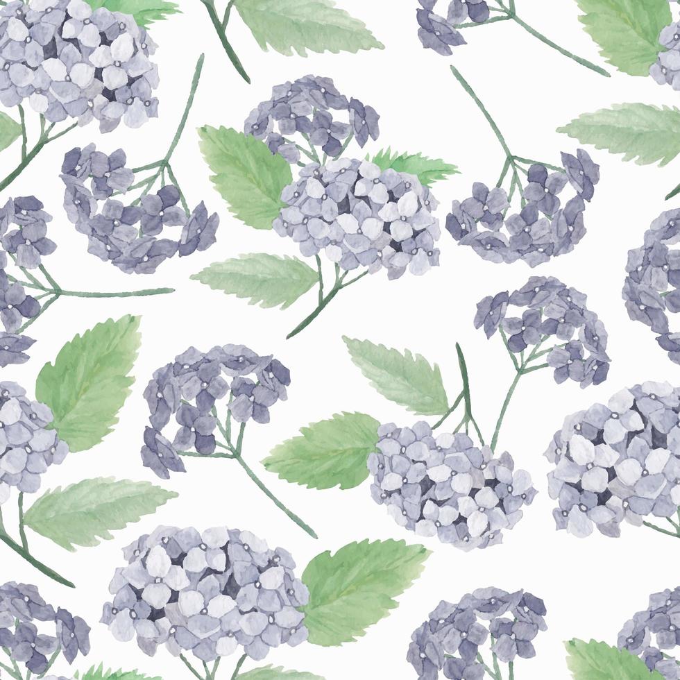 Watercolor purple hydrangea flower pattern vector