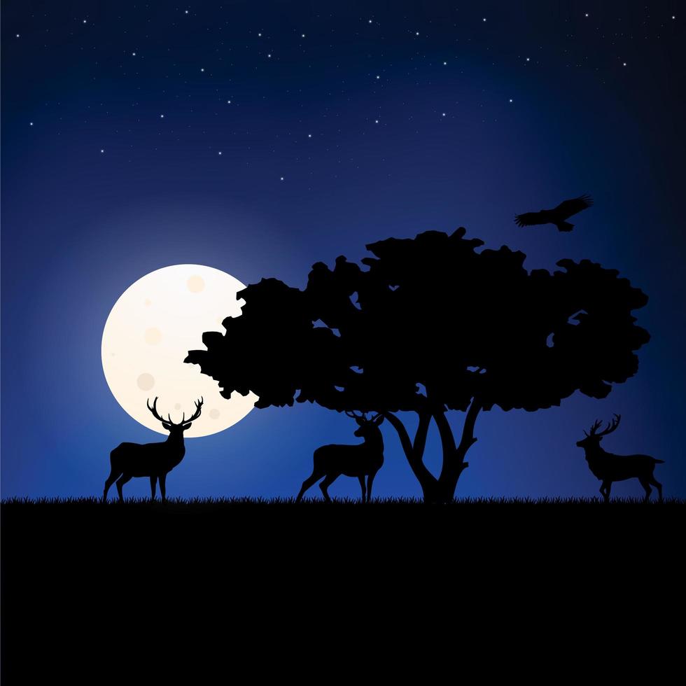 A Heard of Deer in the Night vector