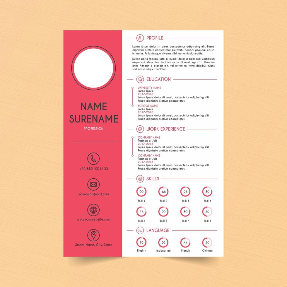 Pink Simple Resume Template Download Free Vectors Clipart Graphics Vector Art