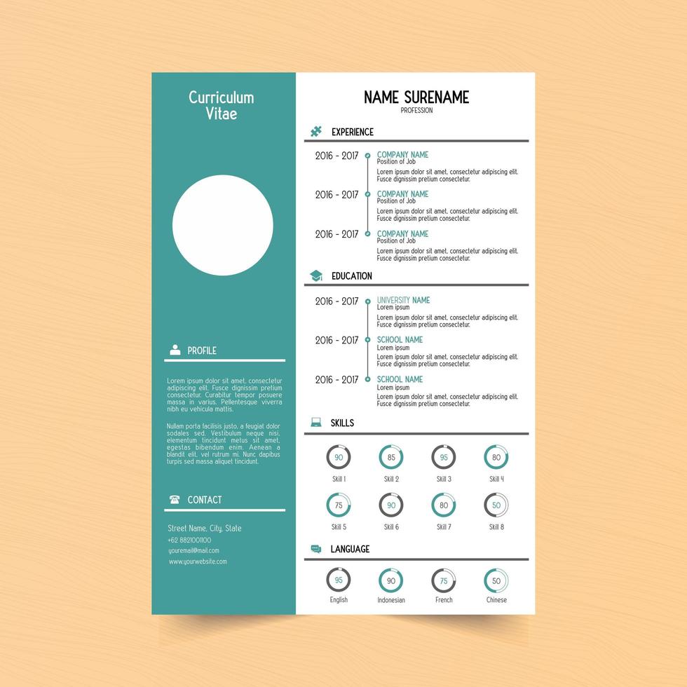 Green Simple Resume Template  vector