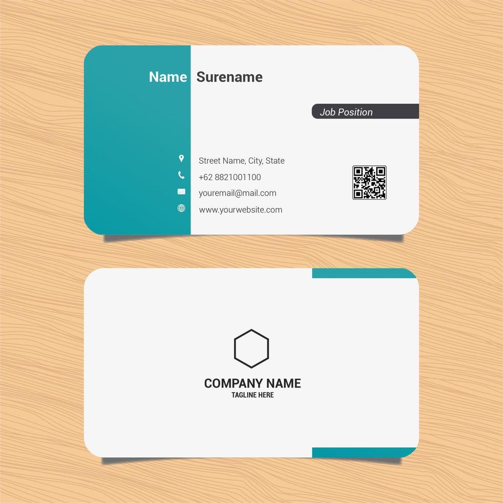 Simple Green and White Divided Business Card  vector