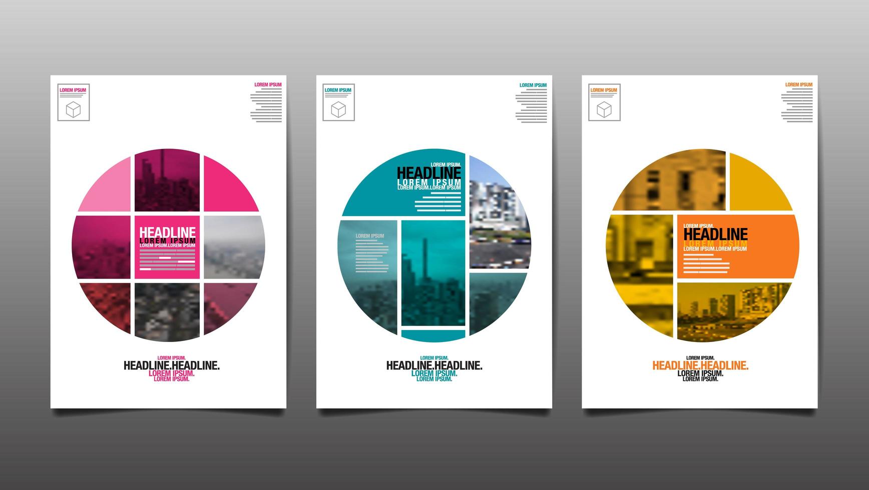 Segmented circle abstract city cover templates vector