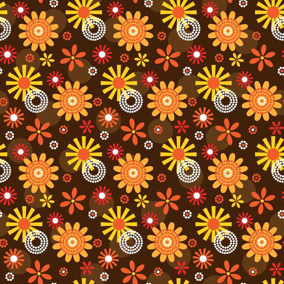 flor de estilo ornamental mod y círculo de patrones sin fisuras vector