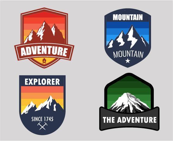 Gradient mountain badges vector