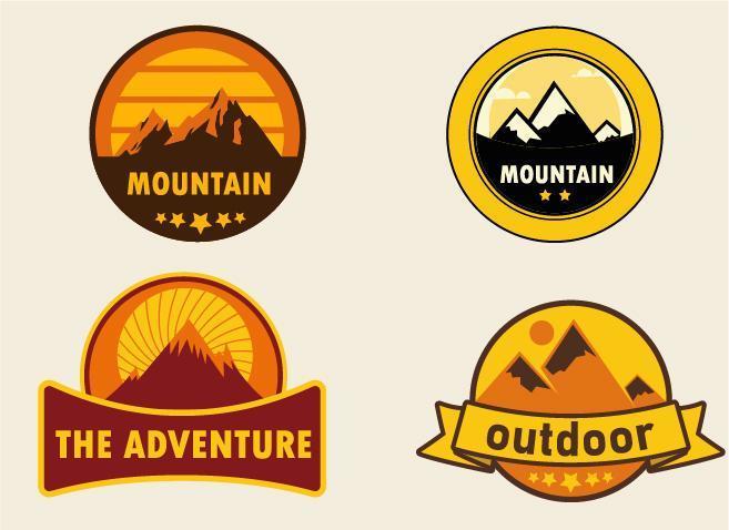 Desert mountain badge set vector