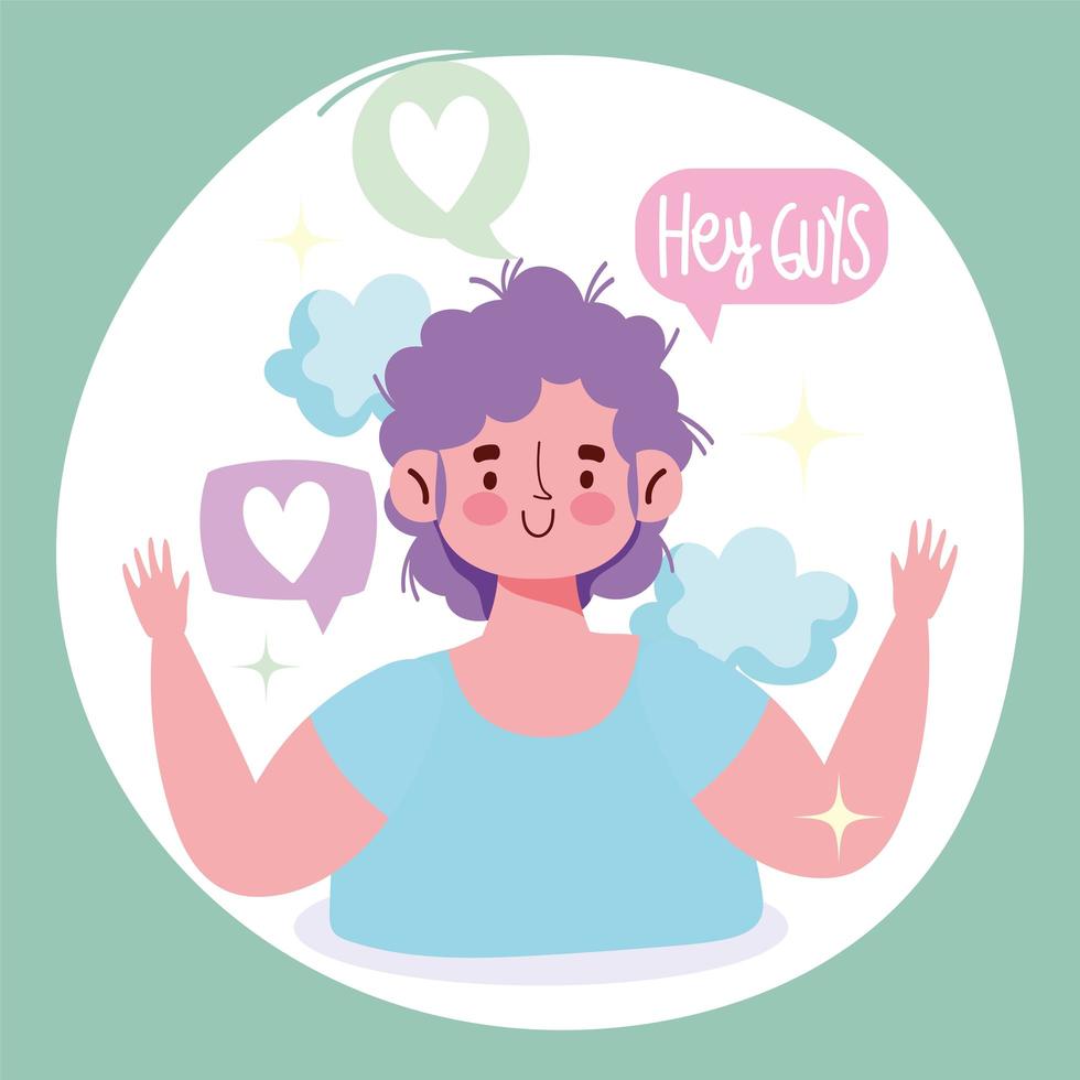 Boy Talking with ''Hey Guys'' Speech Bubble vector