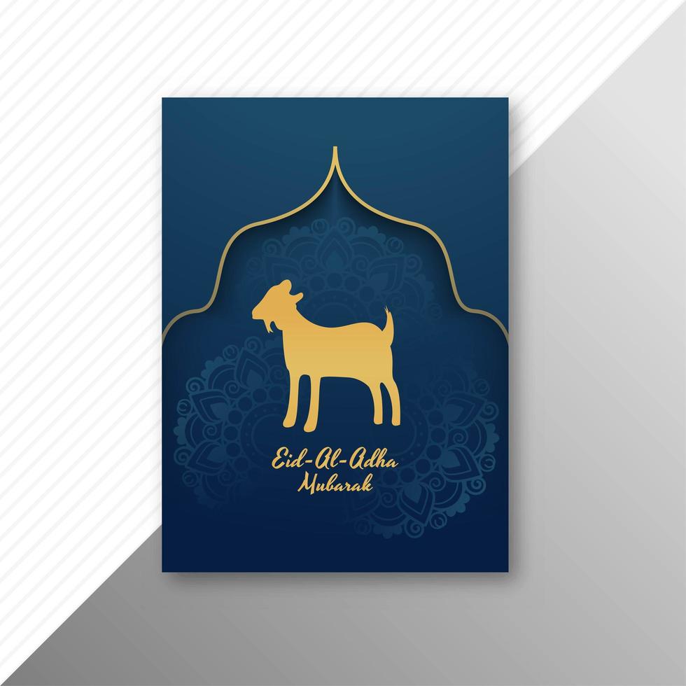 Traditional eid al adha mubarak with golden goat vector