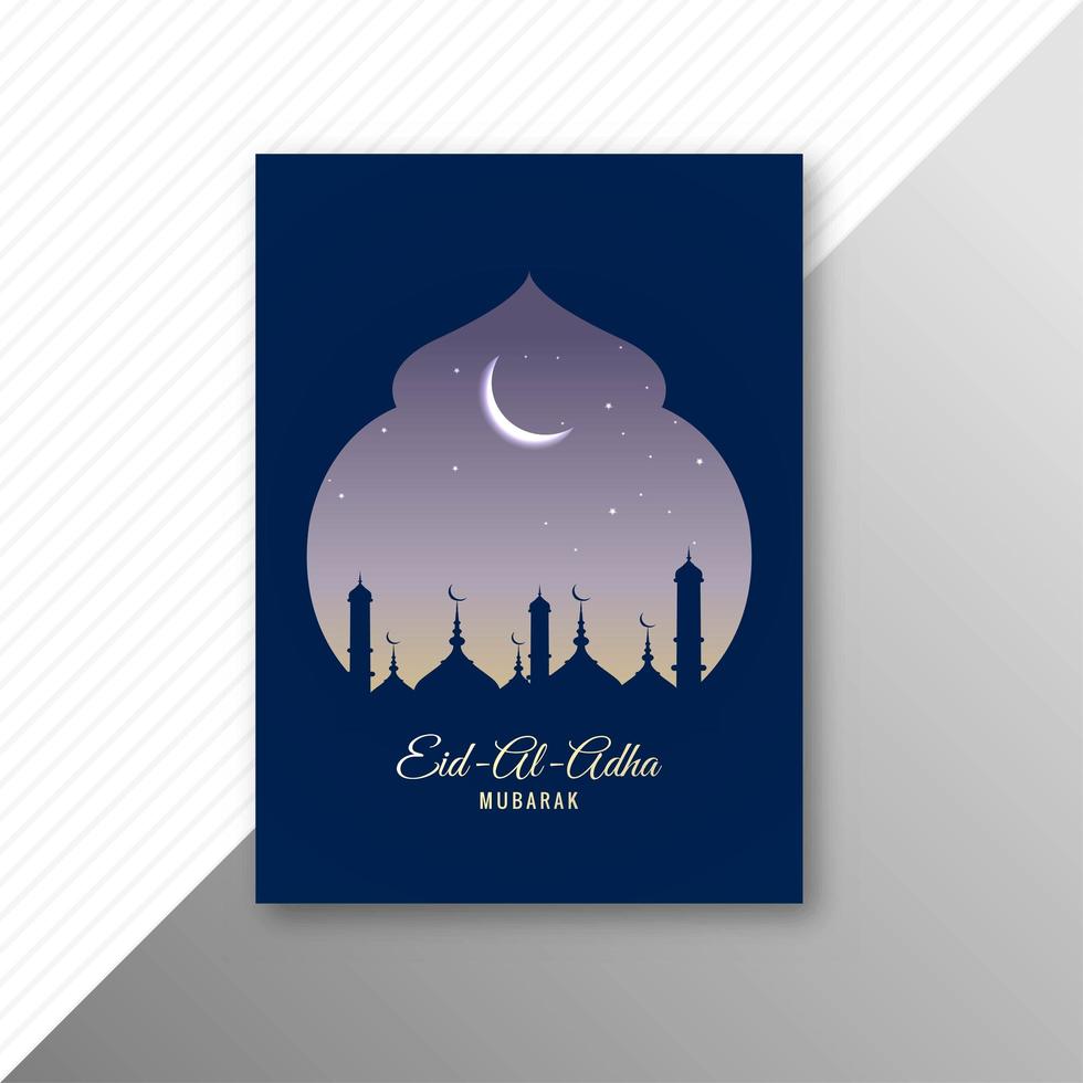 eid-al-adha mubarak mezquita recorta tarjeta de felicitación vector