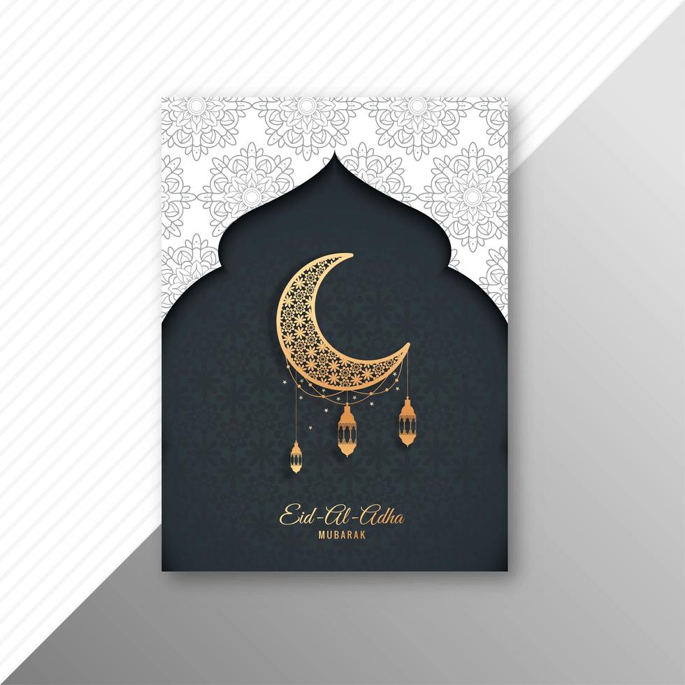 Eid-Al-Adha Mubarak crescent moon card design  vector