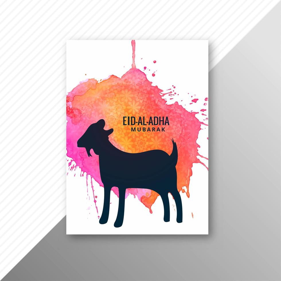 Eid Al Adha card with goat watercolor design  vector