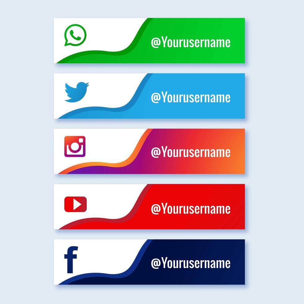 Social media lower third collection set  vector