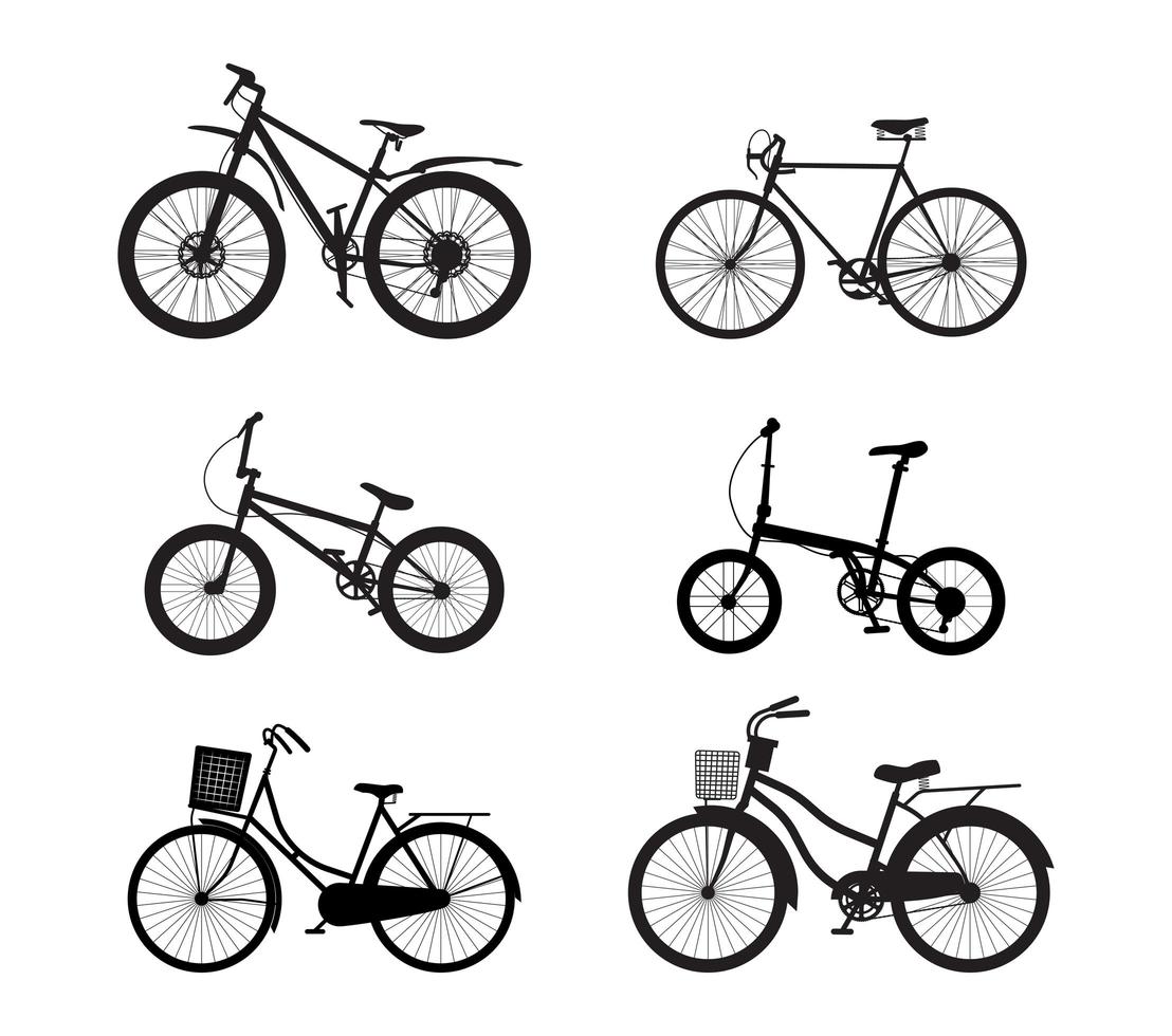 conjunto de silueta de bicicleta vector