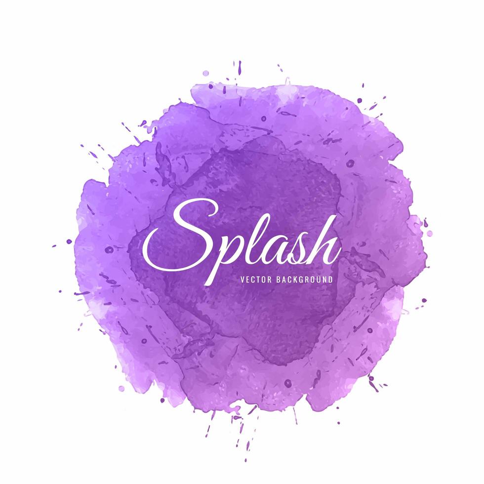 Abstract purple watercolor hand drawn splash design vector