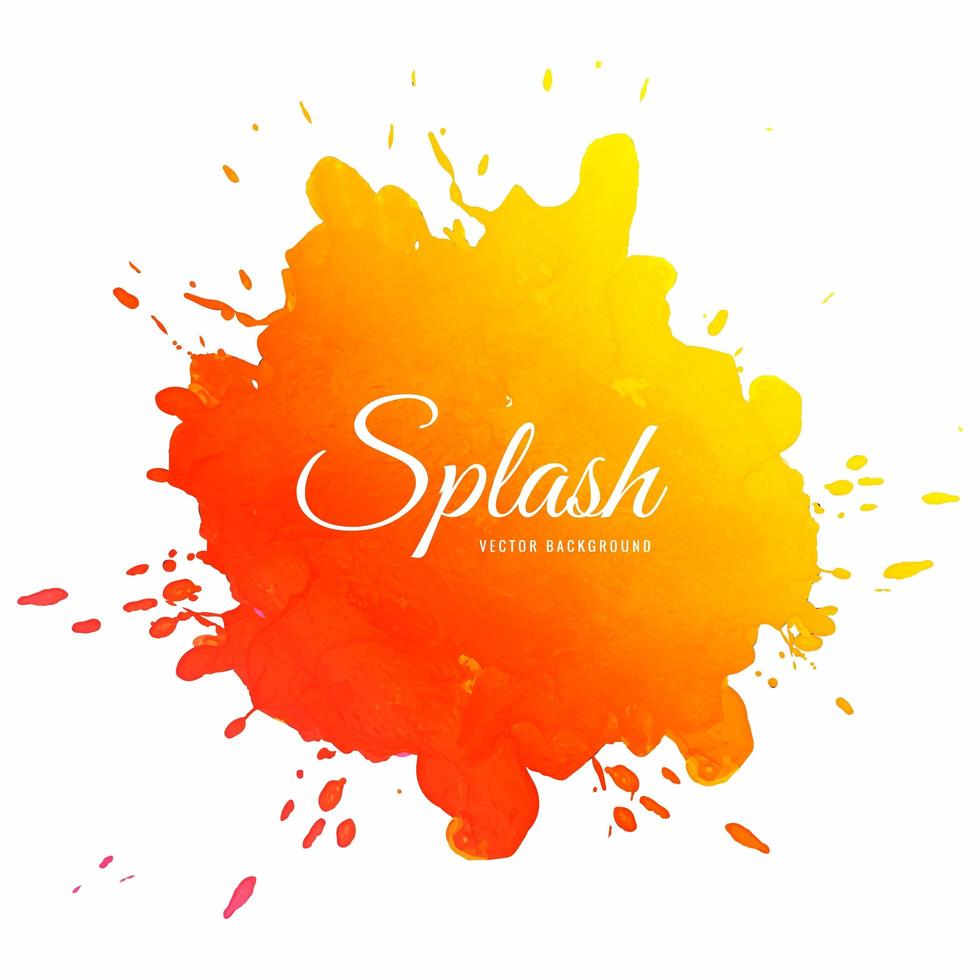 Abstract soft orange yellow watercolor splash design vector