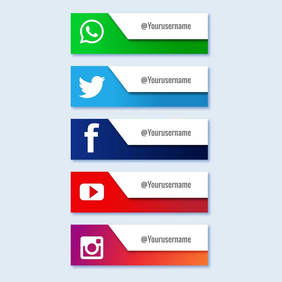 conjunto de colección de banner de tercer tercio inferior de redes sociales vector