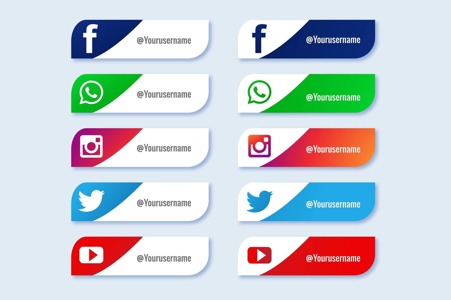 conjunto de iconos de terceros de redes sociales populares vector