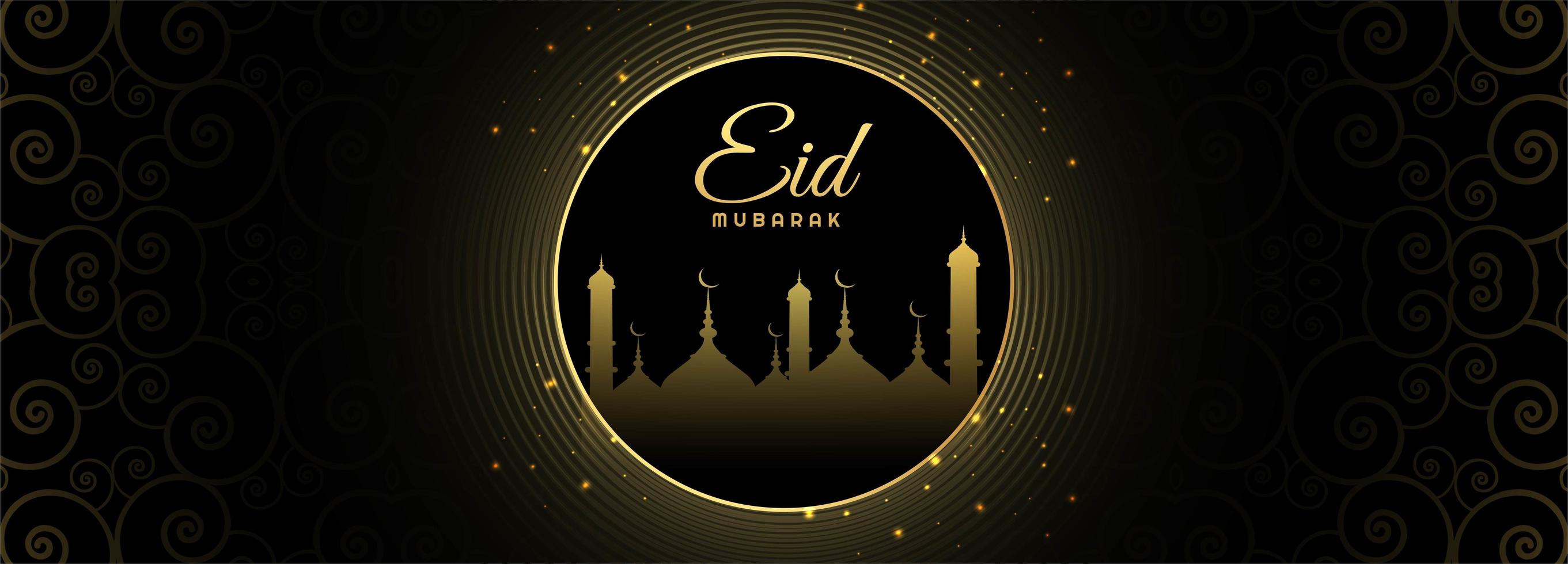 Eid mubarak moon card banner vector