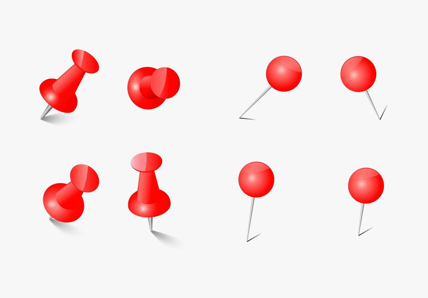 Red push pin set vector