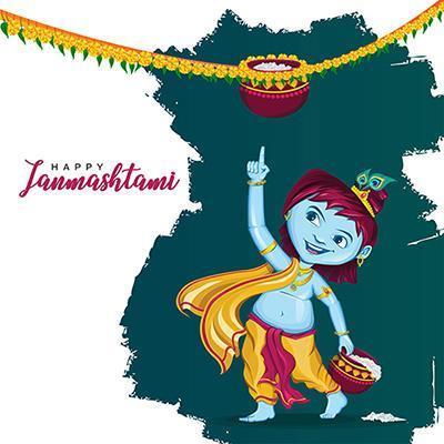 Krishna Janmashtami Illustration Template  vector