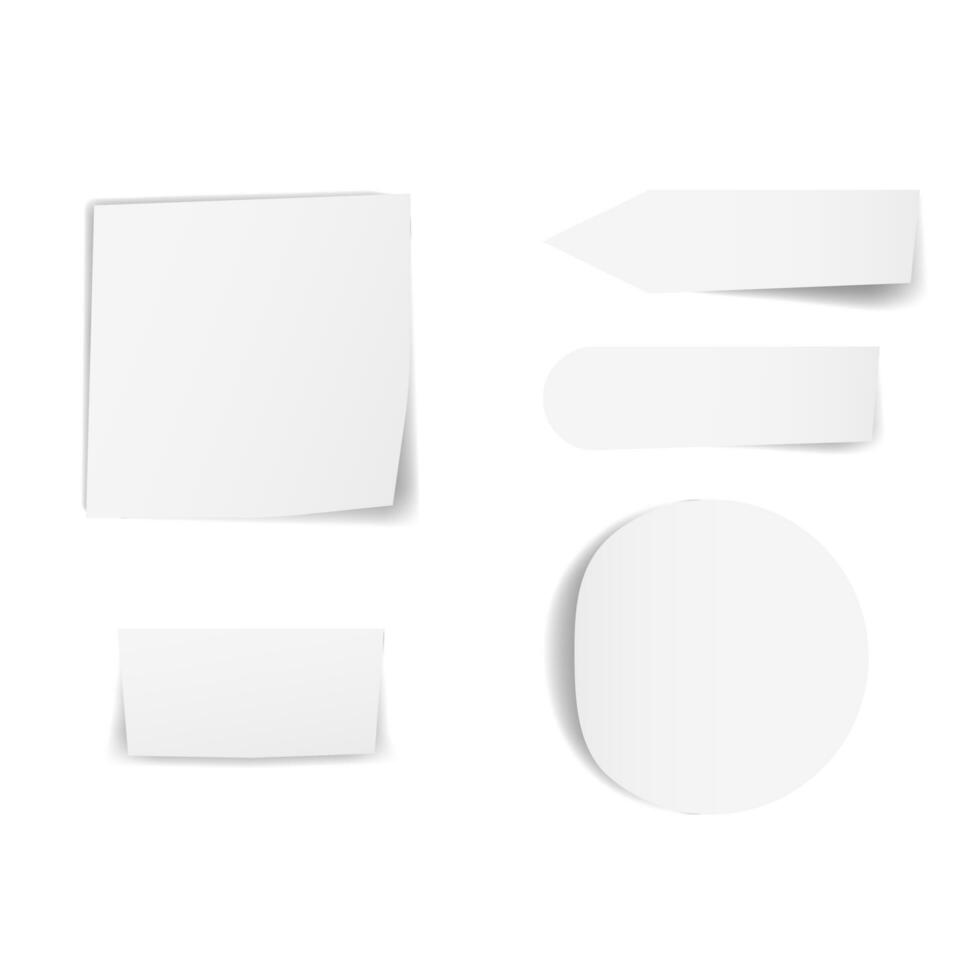 conjunto de nota adhesiva en blanco blanco vector