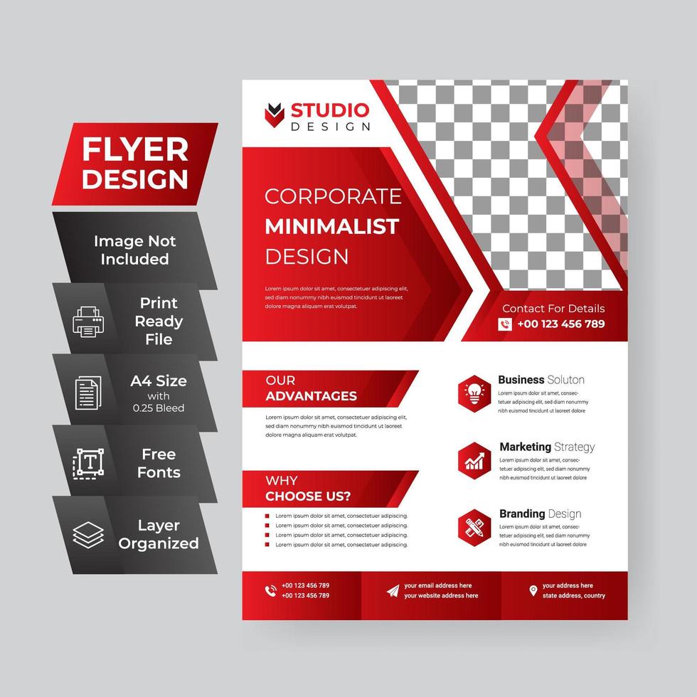 Red Geometric Angles Business Flyer Template vector
