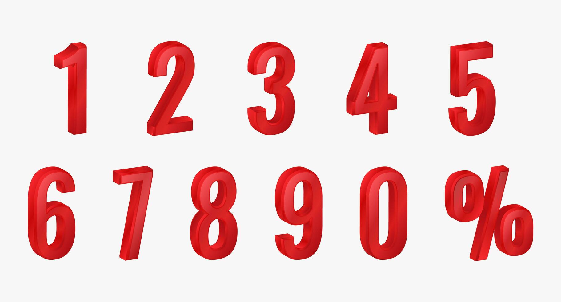 Set of 3D Red Numbers vector