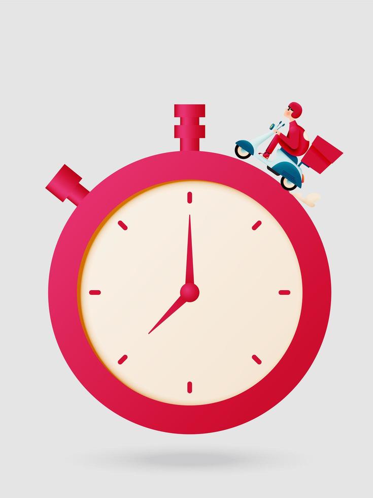 Abstract delivery person driving around clock vector