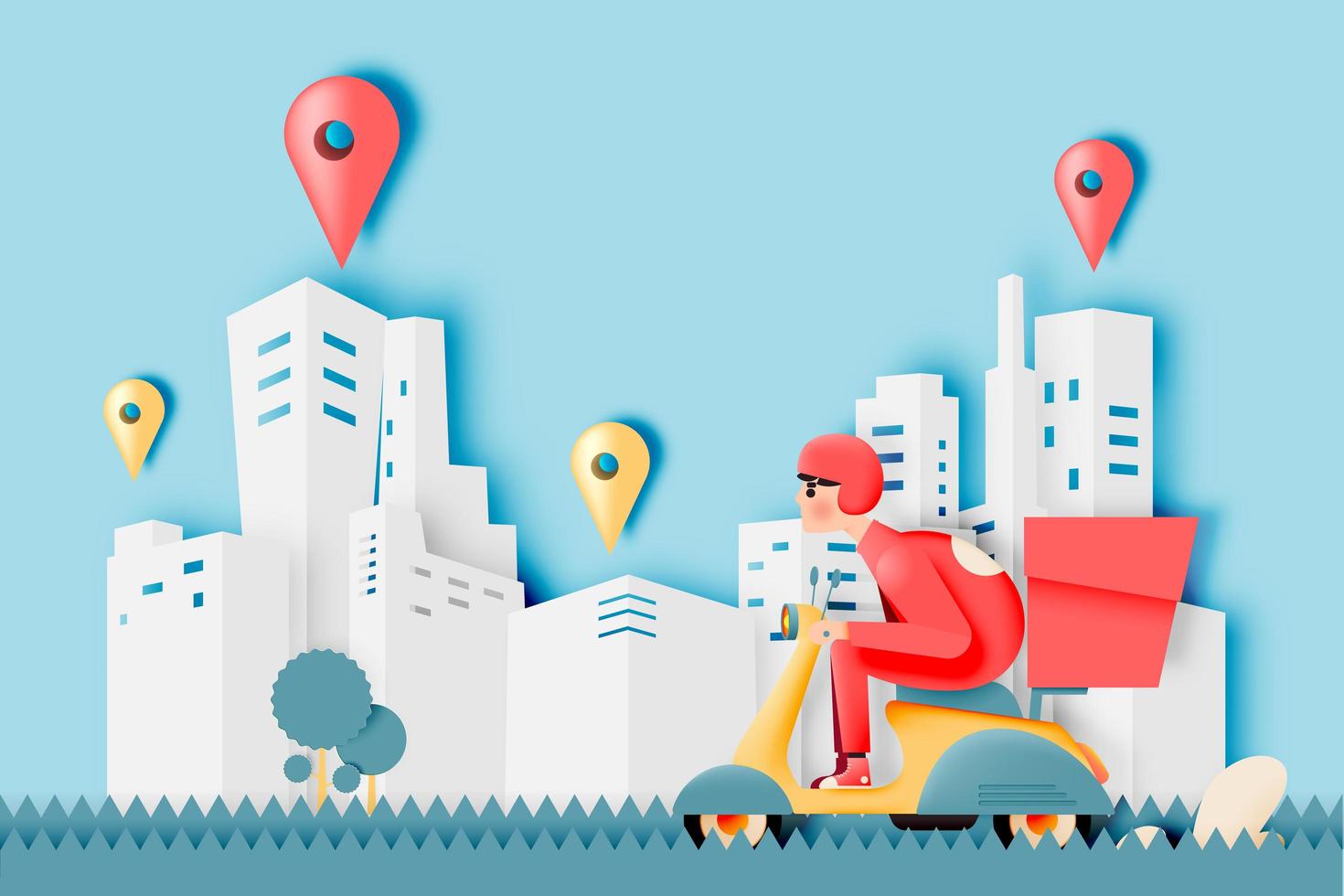 Paper Cut Style Delivery Design vector