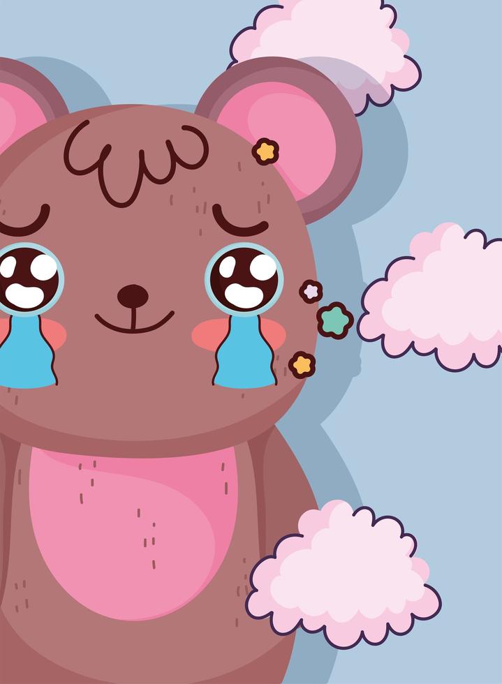 Kawaii brown bear crying vector
