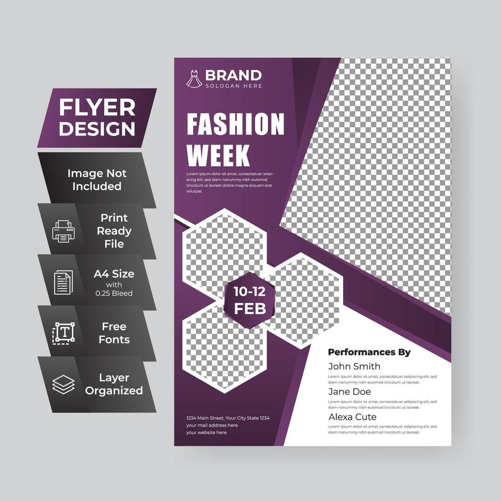 Purple flyer template for online fashion sale vector