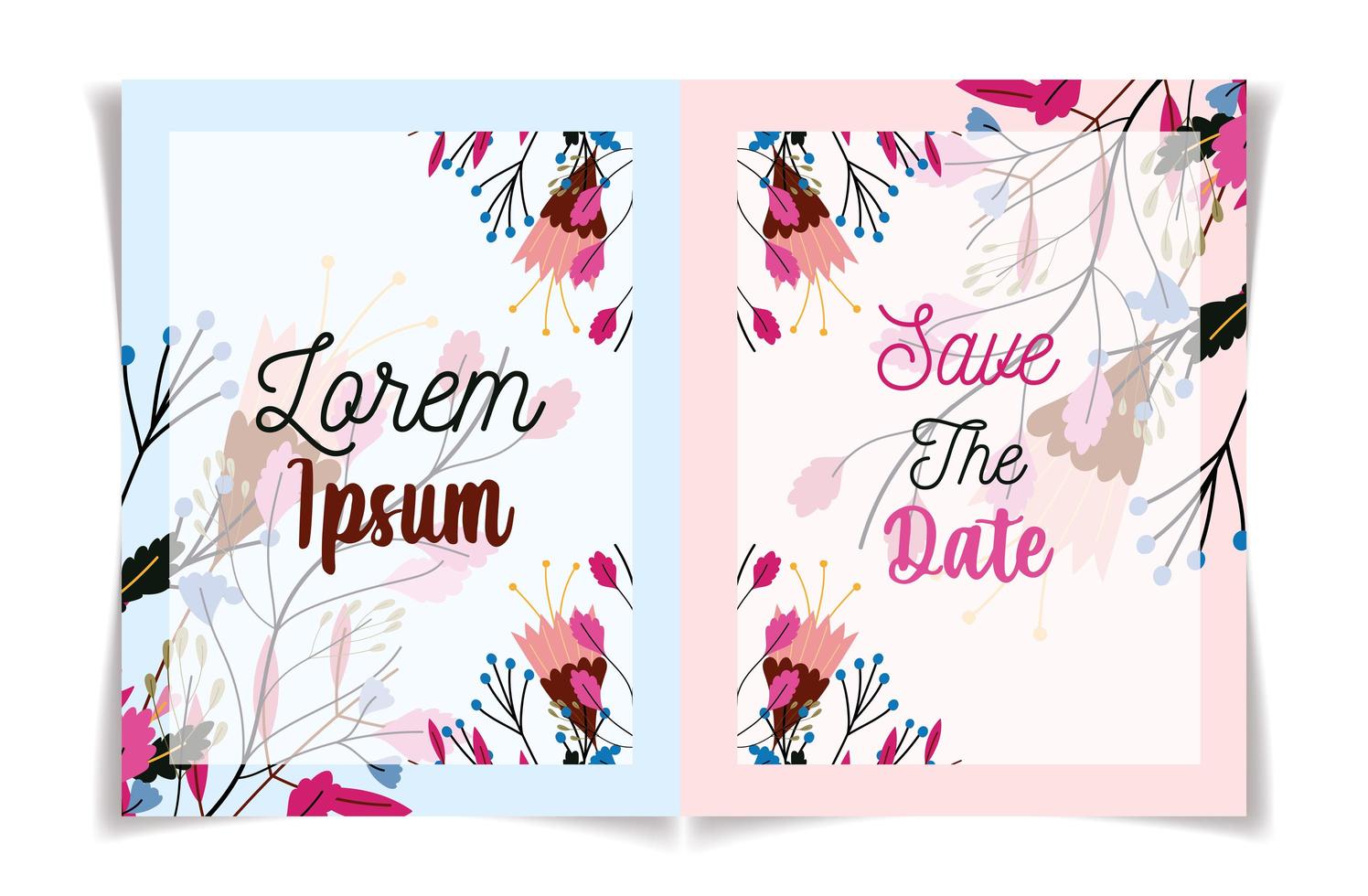 floral wedding flowers botanical invite and save date cards vector