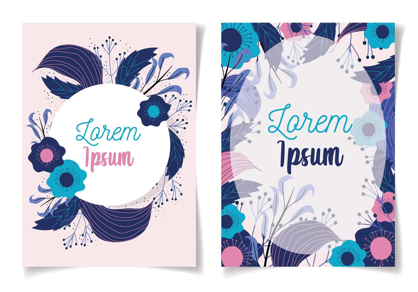 Modern floral greeting cards template vector