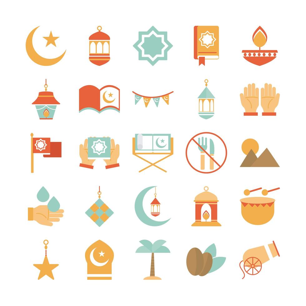 una variedad de iconos de celebración del medio oriente vector