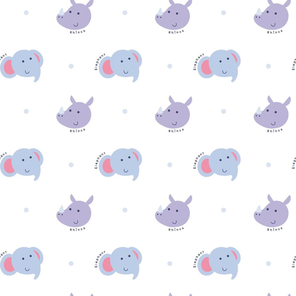 Elephant and rhino seamless pattern vector
